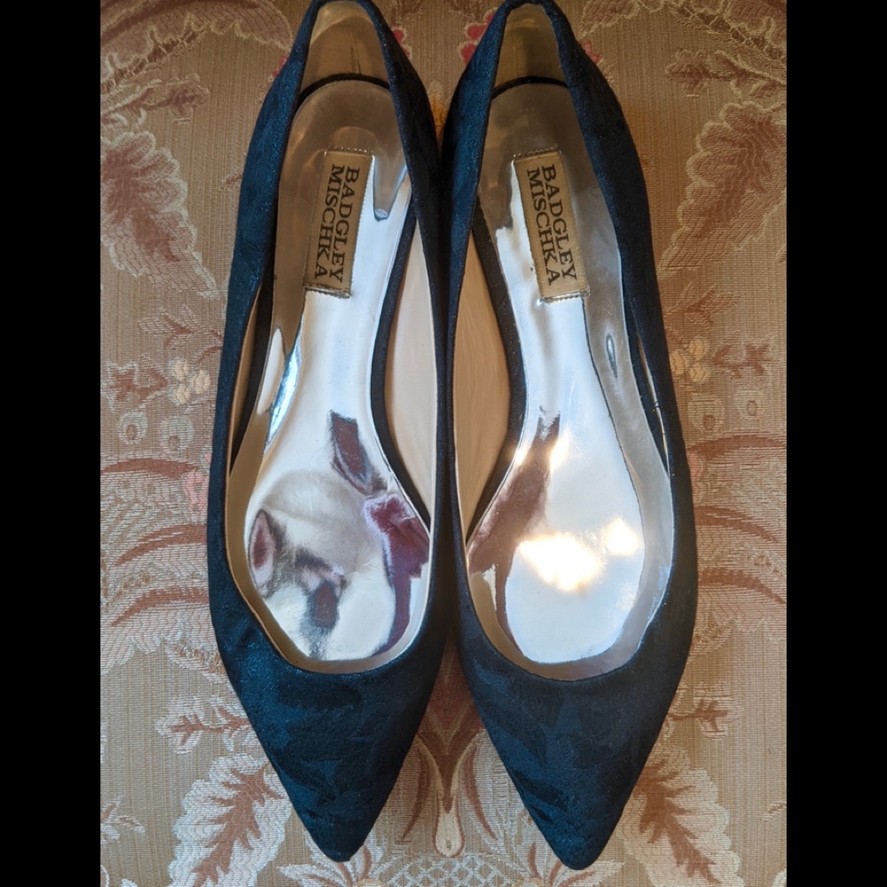 🎉 Host Pick! 🎉 Elegant Badgley Mischka Brocade Jeweled Heel Pointy Toe Flats